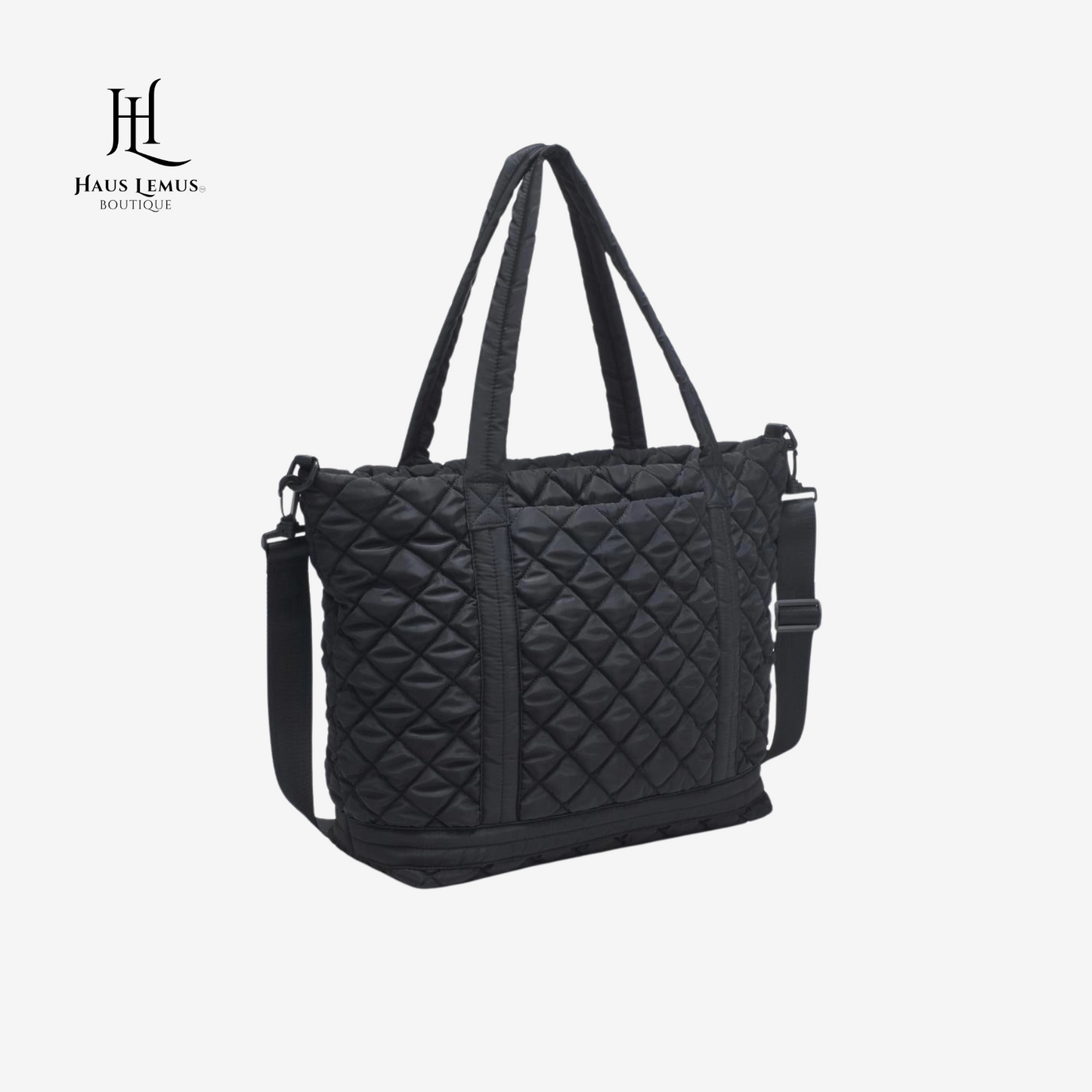 Quilted Nylon Travel Tote with Removable Strap