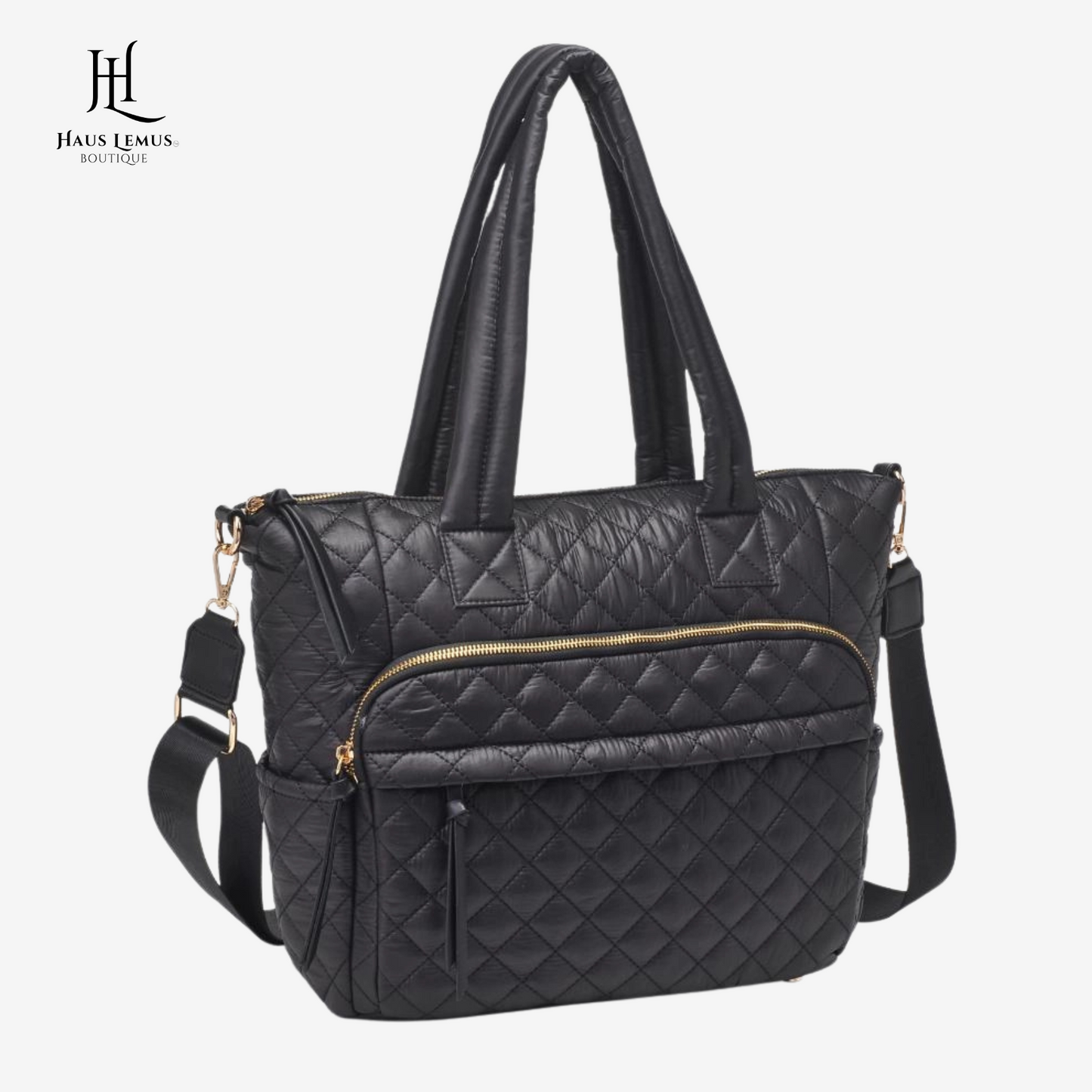 Quilted Multi-Pocket Laptop Bag