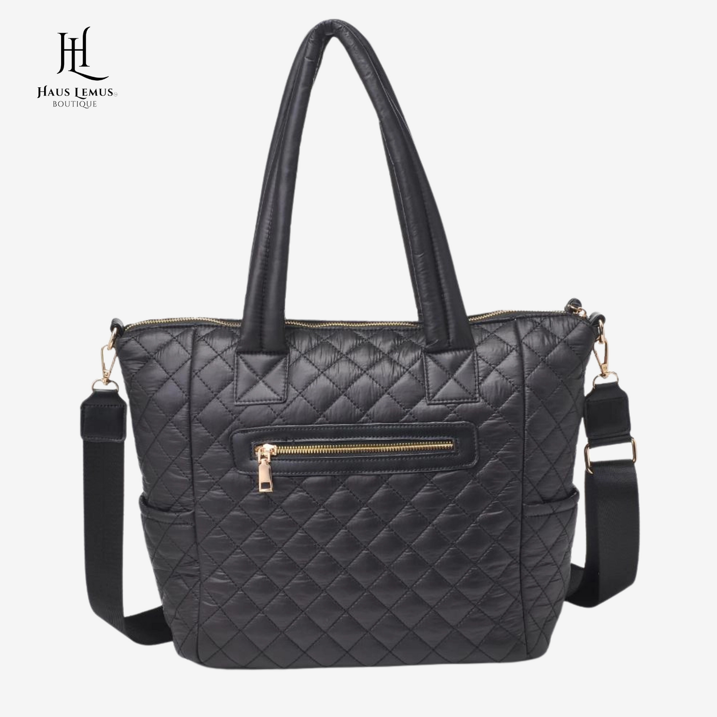 Quilted Multi-Pocket Laptop Bag