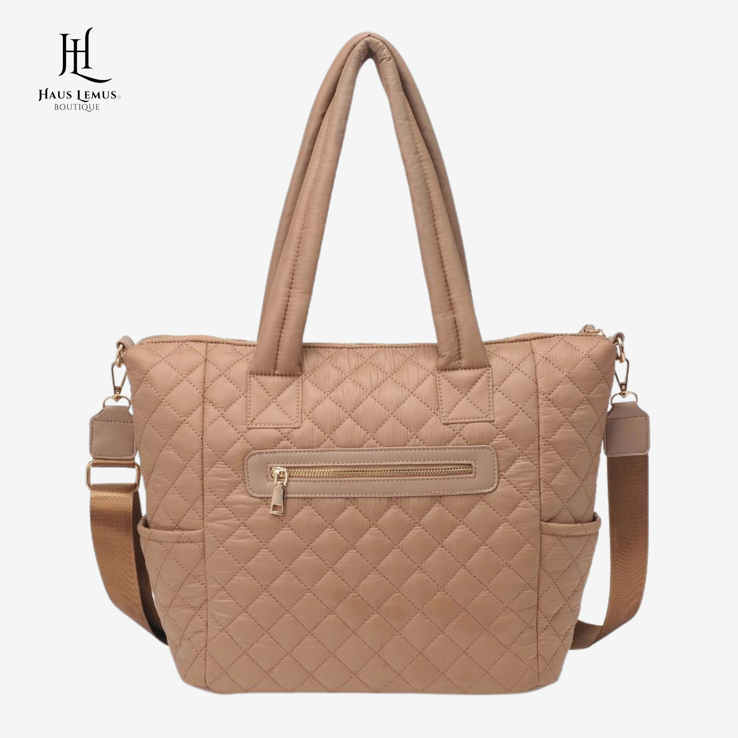 Quilted Multi-Pocket Laptop Bag